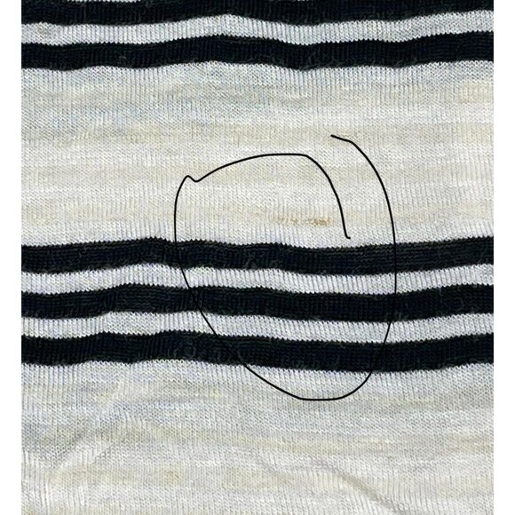 faith and joy 3/4 sleeve shirt striped ivory black button up sleeve small READ - Picture 10 of 15
